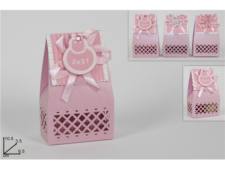SACCHETTO RICOR.NASCITA ROSA 3AS.LKH-XX- - Eventi > Nascite > Portaconfetti - Ingrosso B2B Magazzini Scatigna