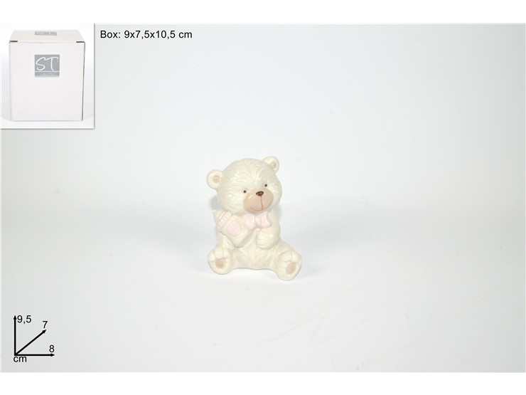 ORSO C/BIBERON ROSA Cm.9,5 ZY150119F - Eventi > Nascite > Bomboniere - Ingrosso B2B Magazzini Scatigna