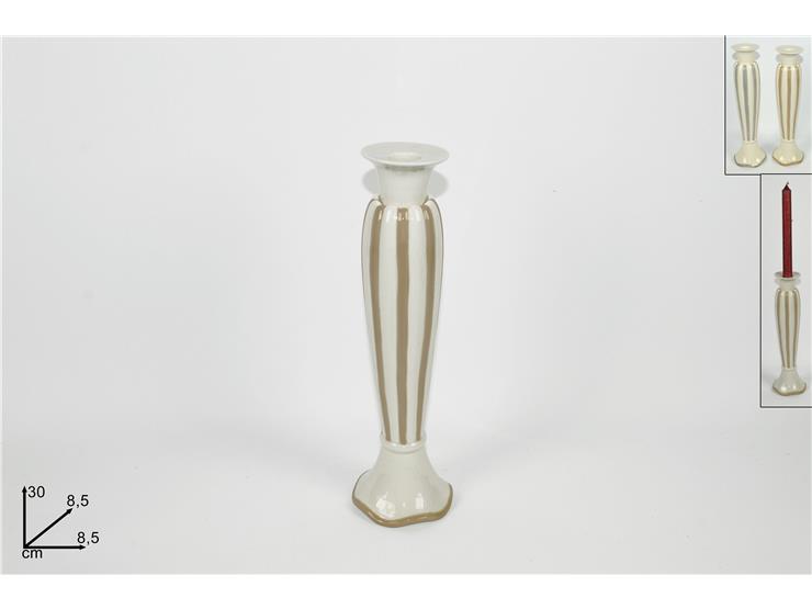 PORTACAND.CERAM.RIGHE Cm30 2COL.ZY16859- - Everyday > Everyday > Accessori Per La Casa - Ingrosso B2B Magazzini Scatigna