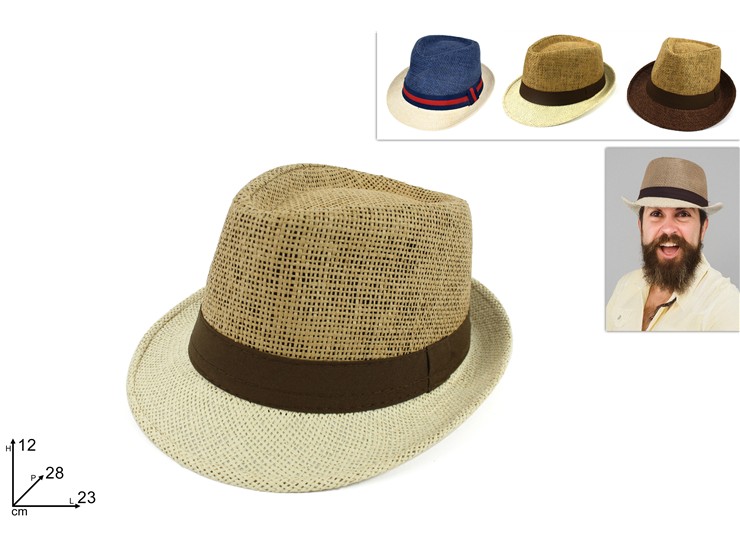 CAPPELLO FEDORA BICOL.3ASS.Art.ST2223 - Summer > Borse E Accessori Da Spiaggia > Cappelli - Ingrosso B2B Magazzini Scatigna
