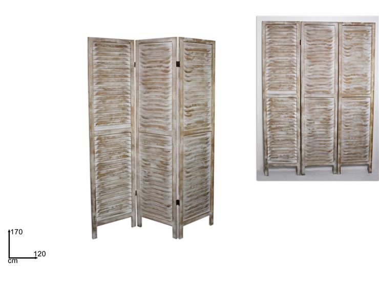 SEPARE' IN LEGNO 3PANN.BIANC.ANT.YB16629 - Everyday > Mobili > Mensole E Mobiletti - Ingrosso B2B Magazzini Scatigna