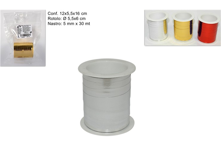 NASTRINO 1 ROT. 5MMX30MT LUX MET - Eventi > Compleanno > Accessori Confezionamento - Ingrosso B2B Magazzini Scatigna