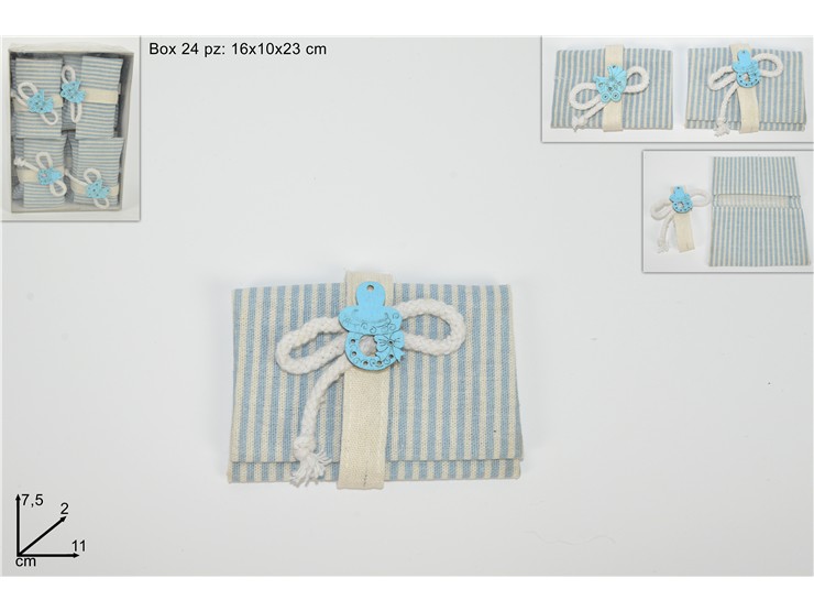 SACCH.BUST.C/APP.LEGNO CELESTE 2AS.7272 - Eventi > Nascite > Portaconfetti - Ingrosso B2B Magazzini Scatigna