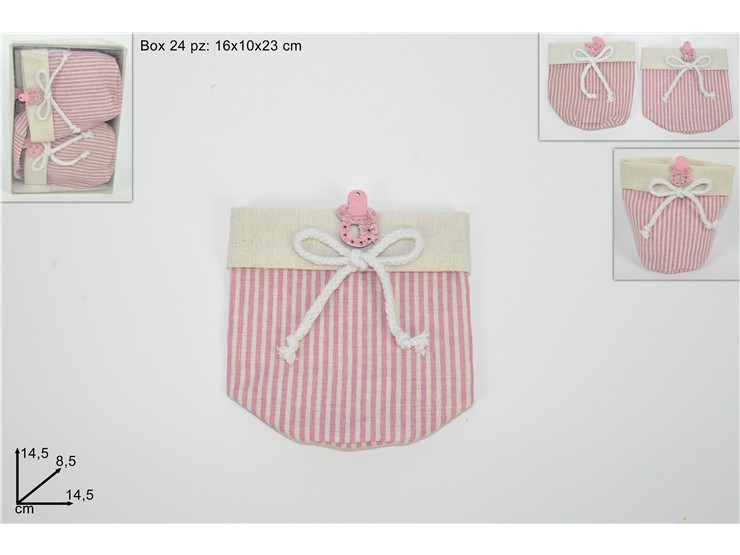 SACCHET.TONDO GR.C/APP.LEGNO ROSA 7276N/ - Eventi > Nascite > Portaconfetti - Ingrosso B2B Magazzini Scatigna