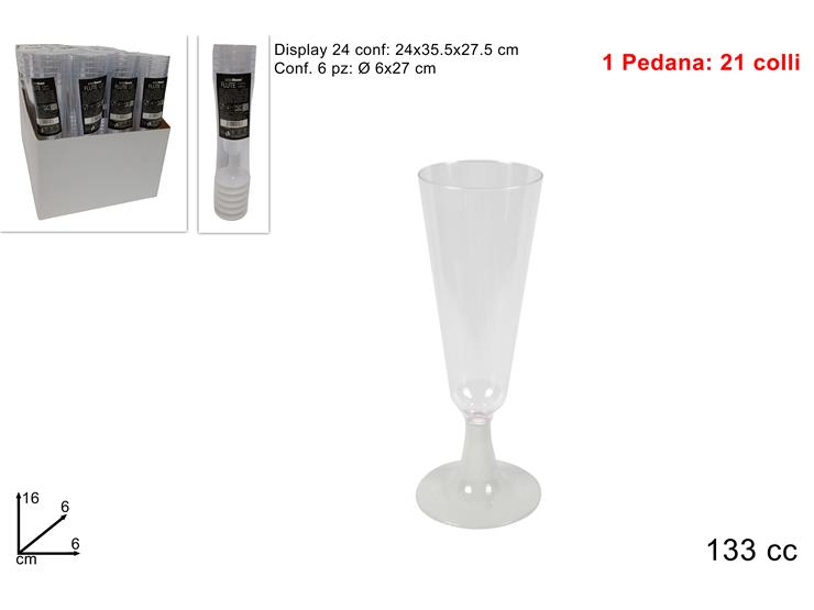 FLUTE PLAST.BASE COL.BIANCO Pz.6 D001 T - Party > Decorazioni E Tavola > Monouso E Riutilizzabili - Ingrosso B2B Magazzini Scatigna