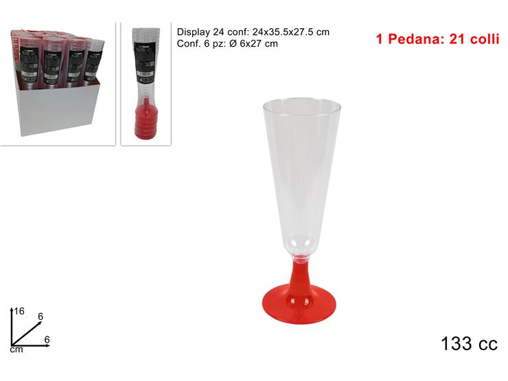 FLUTE PLAST.BASE COL.ROSSO Pz.6 D001 TR - Party > Decorazioni E Tavola > Monouso E Riutilizzabili - Ingrosso B2B Magazzini Scatigna