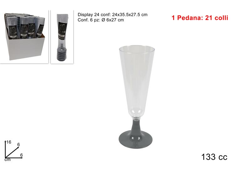 FLUTE PLAST.BASE COL.SILVER Pz.6 D001 TR - Party > Decorazioni E Tavola > Monouso E Riutilizzabili - Ingrosso B2B Magazzini Scatigna