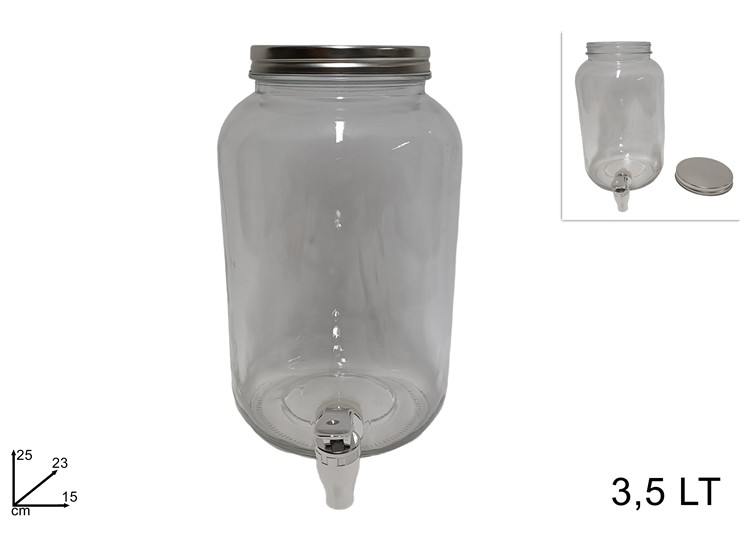 BARATTOLO VETRO C/RUBINET.Lt.3,5 161626 - Everyday > Cucina > Bevande E Bar - Ingrosso B2B Magazzini Scatigna