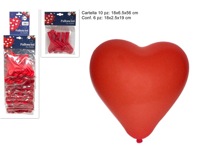 BUSTA PALLONCINI CUORE ROSSO Pz.6 CR - Eventi > San Valentino > Party Sanvalentino - Ingrosso B2B Magazzini Scatigna