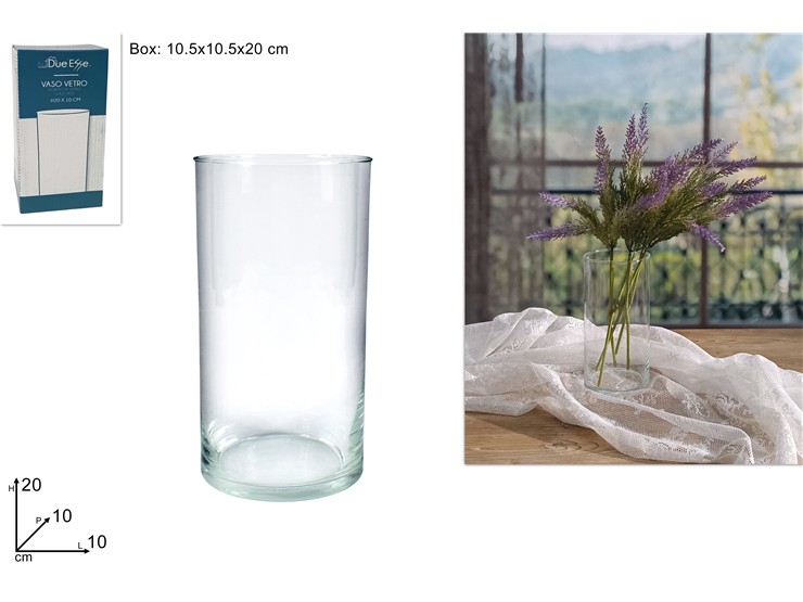 VASO VETRO CILIND.Cm.20  Cm.10 10_20 - Everyday > Complementi Arredo > Vasi - Ingrosso B2B Magazzini Scatigna