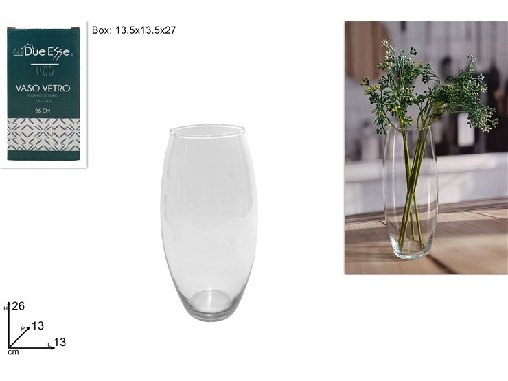 VASO VETRO AMARILLYS Cm.26  13054-26 - Everyday > Complementi Arredo > Vasi - Ingrosso B2B Magazzini Scatigna