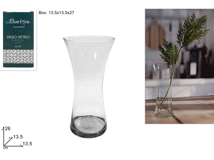 VASO VETRO PATTY Cm.26 Art.13033-26 - Everyday > Complementi Arredo > Vasi - Ingrosso B2B Magazzini Scatigna