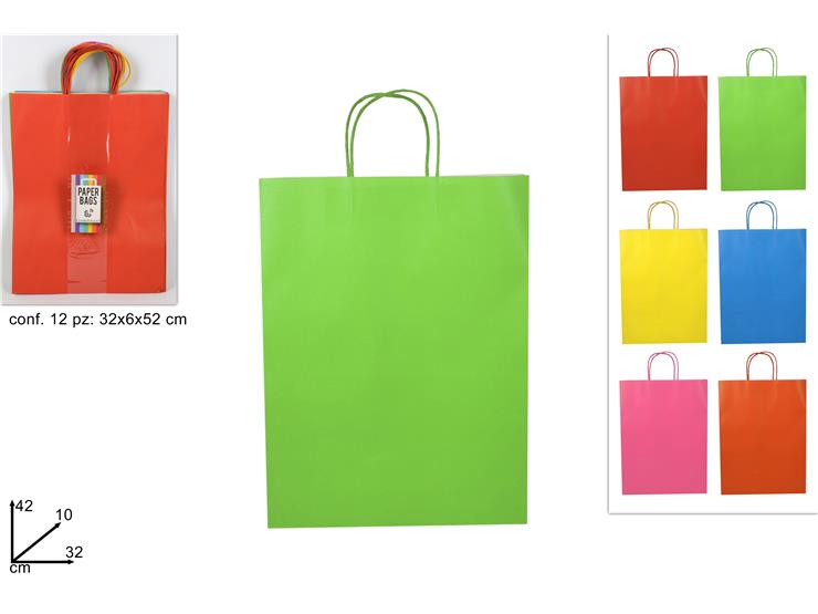 BUSTA REGALO CARTA 6COL. Cm.421032 - Confezionamento > Buste Regalo > Carta Color - Ingrosso B2B Magazzini Scatigna
