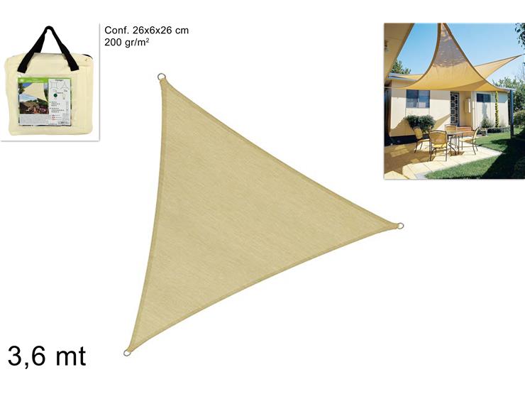 TELO OMBREG.TRIANGOLARE ECRU' 3,63,63, - Summer > Arredo E Attrezzature Da Esterno > Accessori E Coperture - Ingrosso B2B Magazzini Scatigna