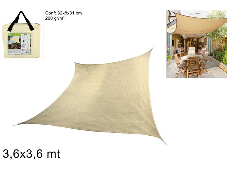 TELO OMBREG.QUADRATO ECRU' 3,63,6 RV360 - Summer > Arredo E Attrezzature Da Esterno > Accessori E Coperture - Ingrosso B2B Magazzini Scatigna