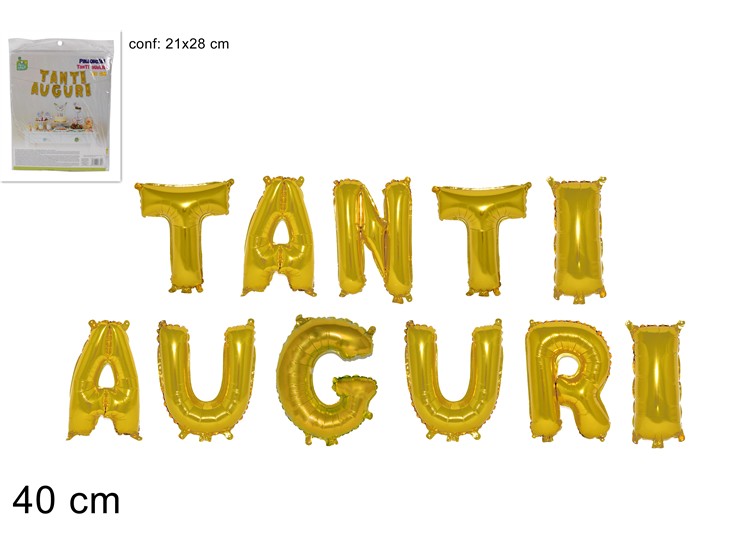 PALLONI Cm40 TANTI AUGURI ORO 2018533 - Giocattoli > Palloncini > Elio Xscritte - Ingrosso B2B Magazzini Scatigna