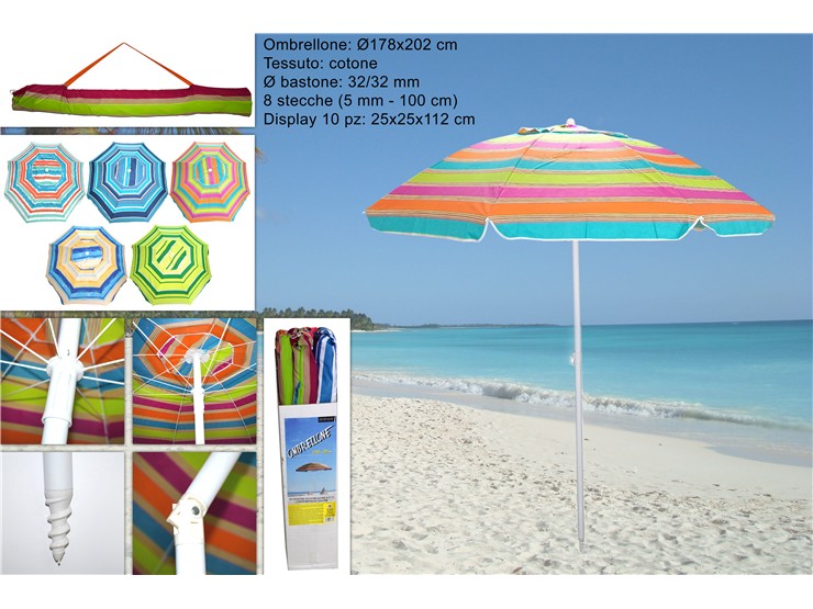OMBRELLONE ANTIV.100/8 COT.FANT.32 1610 - Summer > Arredo E Attrezzature Da Esterno > Ombrelloni Spiaggia - Ingrosso B2B Magazzini Scatigna