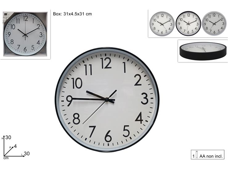 OROLOGIO MURO TONDO  Cm.30 3C.101239-40 - Everyday > Complementi Arredo > Orologi - Ingrosso B2B Magazzini Scatigna