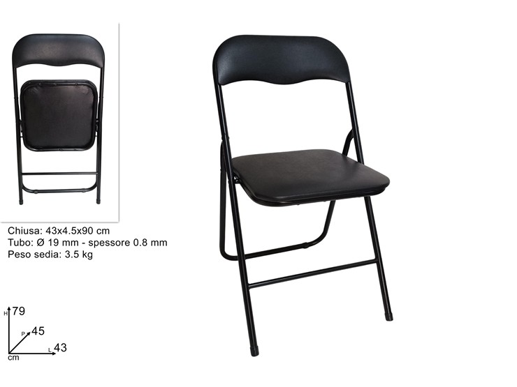 SEDIA IMBOTTITA LUX NERA YZ-070-BLACK - Everyday > Mobili > Sedute - Ingrosso B2B Magazzini Scatigna