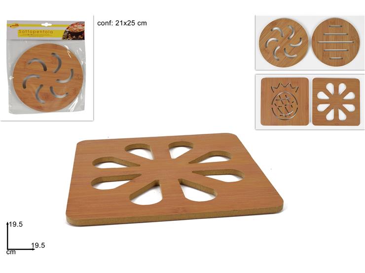 SOTTOPENTOLA LEGNO ASS.Cm.19,5 2018599 - Everyday > Tavola > Sotto Pentola Decorati - Ingrosso B2B Magazzini Scatigna