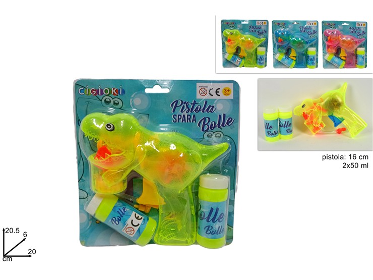 PISTOLA BOLLE DI SAPONE DINOSAURO2018619 - Giocattoli > Bolle Di Sapone - Ingrosso B2B Magazzini Scatigna