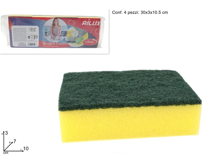 SPUGNA CUCINA SET Pz.4  0864 - Pulizia > Guanti Secchi E Spugne > Spugne - Ingrosso B2B Magazzini Scatigna