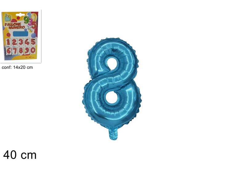 PALLONE ELIO CELESTE N.8 16"  (Cm.40) - Party > Palloncini > Palloncini Elio Numeri - Ingrosso B2B Magazzini Scatigna