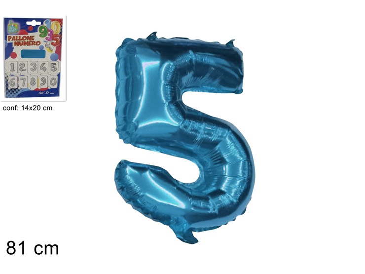PALLONE ELIO CELESTE N.5  32"  (Cm.81) - Giocattoli > Palloncini > Elio Zznumeri - Ingrosso B2B Magazzini Scatigna