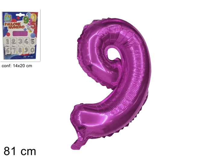 PALLONE ELIO FUCSIA N.9  32"  (Cm.81) - Giocattoli > Palloncini > Elio Zznumeri - Ingrosso B2B Magazzini Scatigna