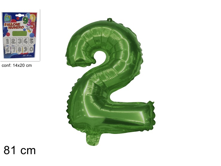 PALLONE ELIO VERDE N.2  32"  (Cm.81) - Giocattoli > Palloncini > Elio Zznumeri - Ingrosso B2B Magazzini Scatigna
