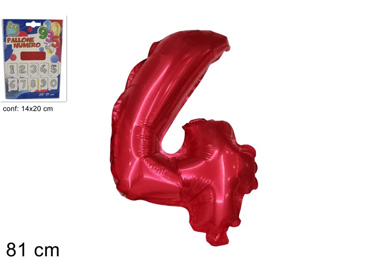 PALLONE ELIO ROSSO N.4  32"  (Cm.81) - Giocattoli > Palloncini > Elio Zznumeri - Ingrosso B2B Magazzini Scatigna