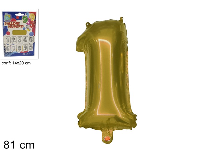 PALLONE ELIO ORO N.1  32"  (Cm.81) (20) - Giocattoli > Palloncini > Elio Zznumeri - Ingrosso B2B Magazzini Scatigna