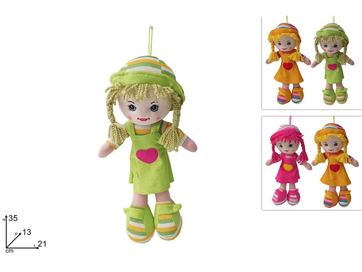 BAMBOLA PELOUCHE VEST.C/CUORE Cm35 1356C - Giocattoli > Peluches - Ingrosso B2B Magazzini Scatigna