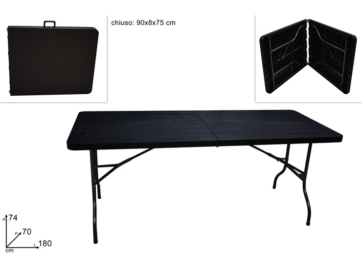 TAVOLO RICHIUD.PLAST.EFF.LEGNO 18075 6F - Summer > Tempo Libero E Giochi > Spiaggia Campeggio - Ingrosso B2B Magazzini Scatigna