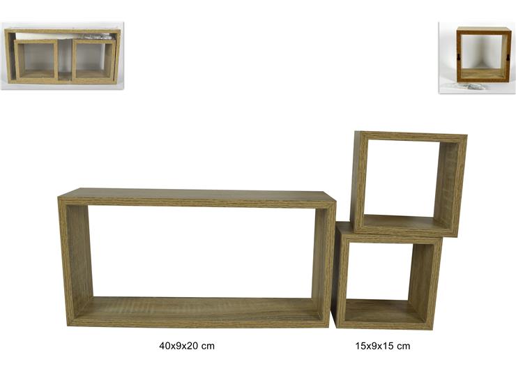 MENSOLE A CUBO LEGNO NATURALE Pz3 6609/N - Everyday > Mobili > Mensole E Mobiletti - Ingrosso B2B Magazzini Scatigna