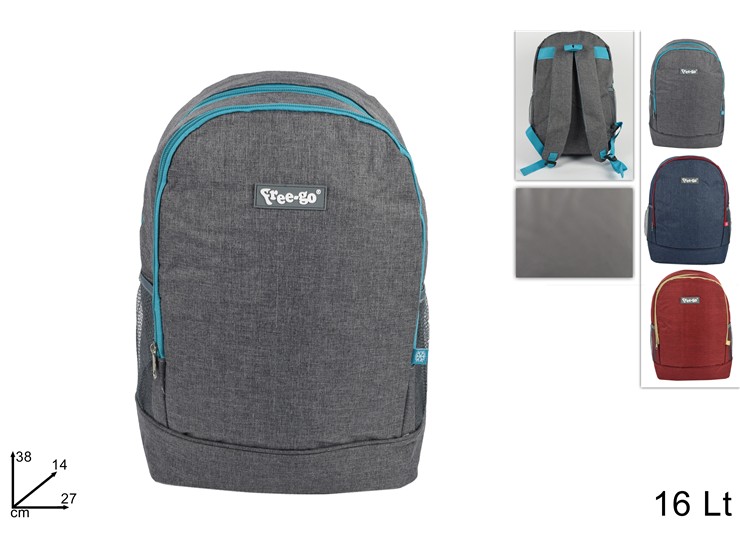 ZAINO FRIGO C/TASCA Lt16 COL.AS.EY04053 - Summer > Borse E Accessori Da Spiaggia > Borse Frigo E Zaini - Ingrosso B2B Magazzini Scatigna