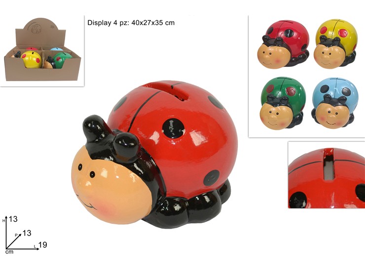SALVADANAIO COCCINELLA COL.Cm19 03X413-6 - Everyday > Everyday > Accessori Per La Casa - Ingrosso B2B Magazzini Scatigna