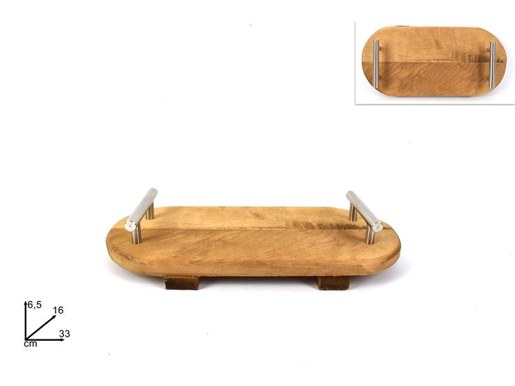 VASSOIO LEGNO OVAL.C/MAN.MET.3316 26952 - Everyday > Tavola > Vassoi - Ingrosso B2B Magazzini Scatigna