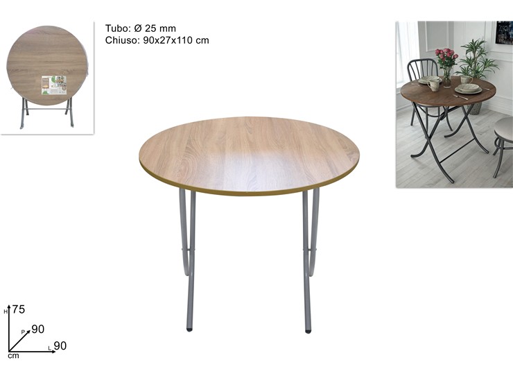 TAVOLO LEGNO RICH.TONDO NATUR.90 10163 - Everyday > Mobili > Sedute - Ingrosso B2B Magazzini Scatigna