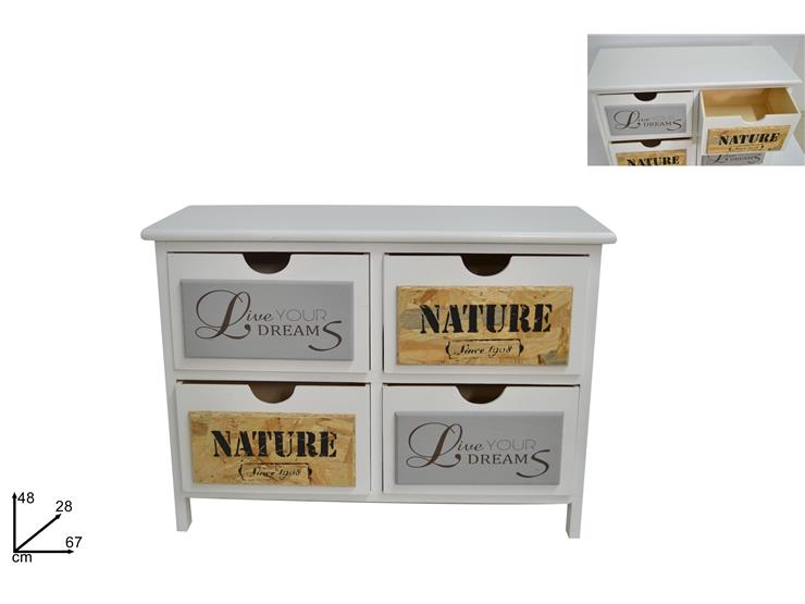 MOBILE LEGNO 4CASSETTI QB9008C - Everyday > Mobili > Mensole E Mobiletti - Ingrosso B2B Magazzini Scatigna