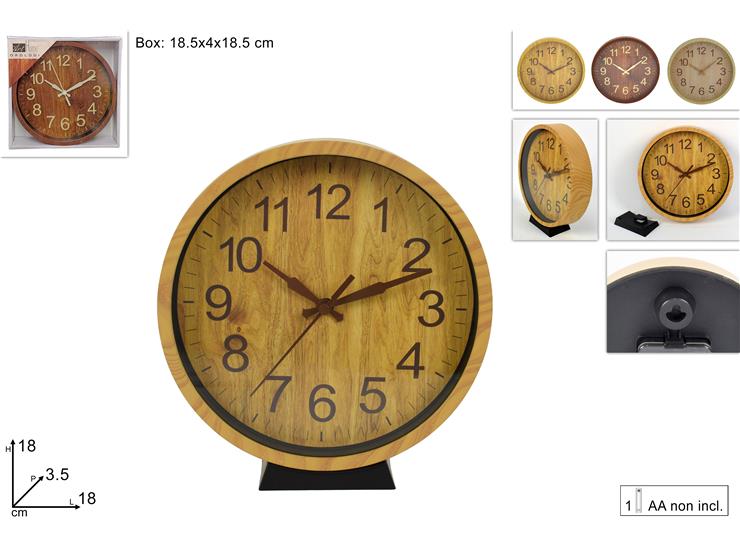 OROLOGIO TAVOLO/MURO  18 EFF.LEGNO10123 - Everyday > Complementi Arredo > Orologi - Ingrosso B2B Magazzini Scatigna