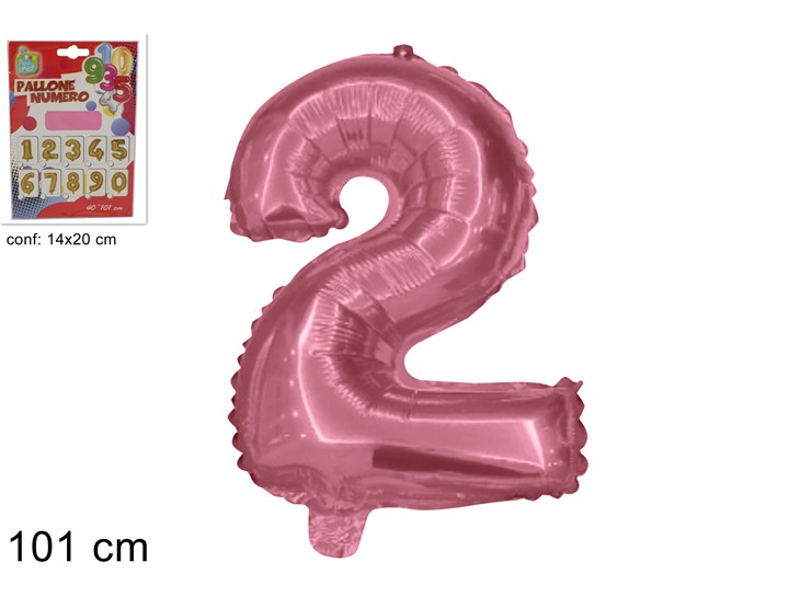 PALLONE ELIO ROSA N2  40 (Cm.101) (34) - Giocattoli > Palloncini > Elio Zznumeri - Ingrosso B2B Magazzini Scatigna