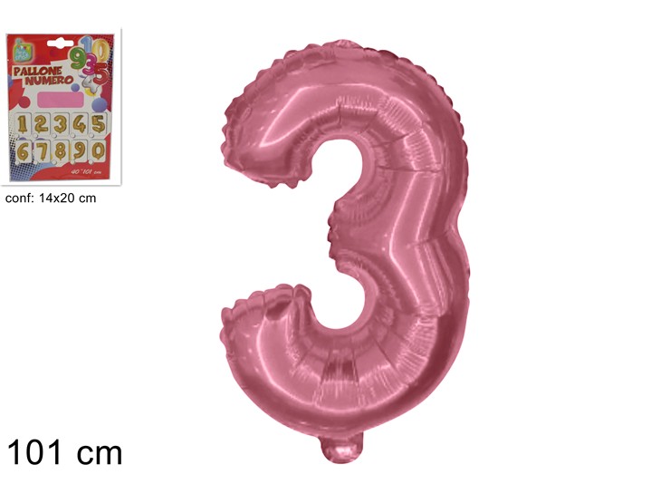 PALLONE ELIO ROSA N3  40 (Cm.101) (35) - Giocattoli > Palloncini > Elio Zznumeri - Ingrosso B2B Magazzini Scatigna