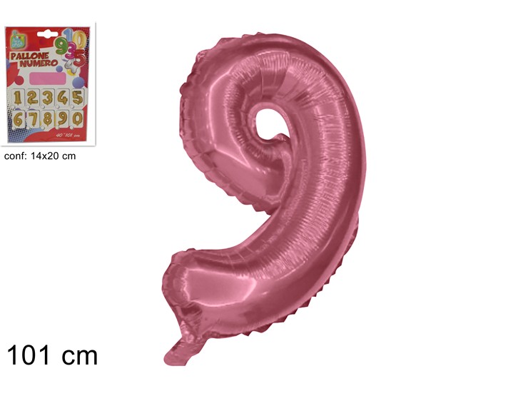 PALLONE ELIO ROSA N9  40 (Cm.101) - Giocattoli > Palloncini > Elio Zznumeri - Ingrosso B2B Magazzini Scatigna