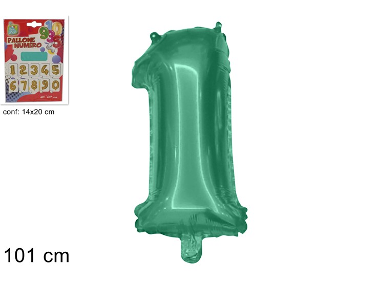 PALLONE ELIO VERDE METAL.N1 40 (Cm.101) - Giocattoli > Palloncini > Elio Zznumeri - Ingrosso B2B Magazzini Scatigna
