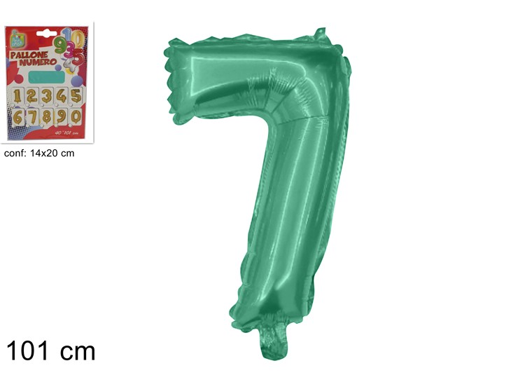 PALLONE ELIO VERDE METAL.N7 40 (Cm.101) - Giocattoli > Palloncini > Elio Zznumeri - Ingrosso B2B Magazzini Scatigna