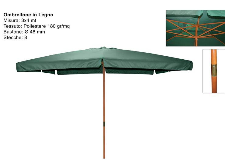 OMBRELLONE LEGNO VERDE 34-8/48 TJWU-03 - Summer > Arredo E Attrezzature Da Esterno > Ombrelloni Braccio - Ingrosso B2B Magazzini Scatigna