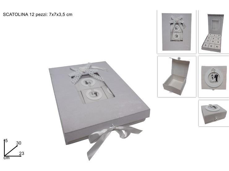 SCATOLA C/12 SCATOLINE RIC.MATRIMONIO 06 - Eventi > Matrimonio > Portaconfetti - Ingrosso B2B Magazzini Scatigna