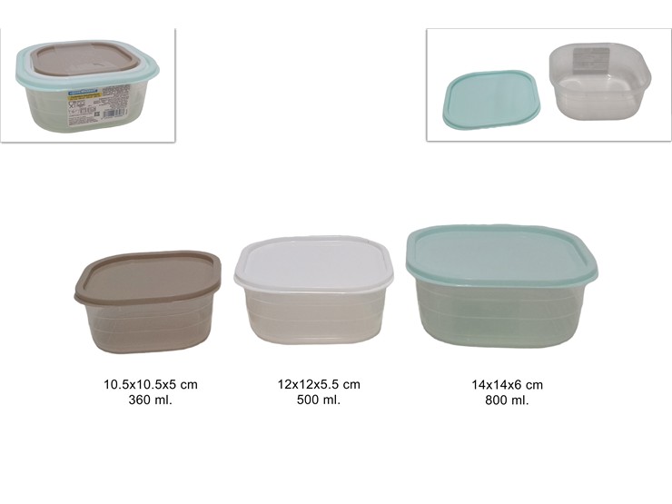 CONTENIT.PLAST.TRASP.SET Pz3 3COL.GR/OR/ - Everyday > Cucina > Contenitori E Conservazione - Ingrosso B2B Magazzini Scatigna
