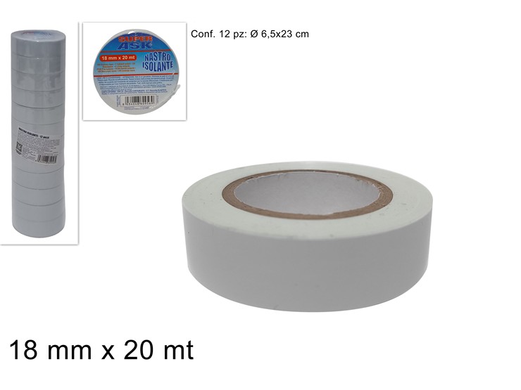 NASTRO ISOLANTE BIANCO Mt.20 - Ferramenta Utensili > Adesivi Abrasivi > Colle E Nastri - Ingrosso B2B Magazzini Scatigna
